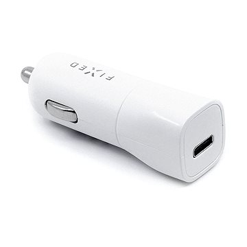 FIXED Car s USB-C výstupem a podporou PD 18W bílá (FIXCC18-C-WH)