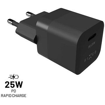 FIXED PD Rapid Charge Mini s USB-C výstupem a podporou PD 25W černý (FIXC25M-C-BK)
