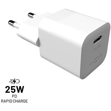 FIXED PD Rapid Charge Mini s USB-C výstupem a podporou PD 25W bílý (FIXC25M-C-WH)