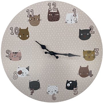 Dětské nástěnné hodiny 33cm, kočky (8592559146923)