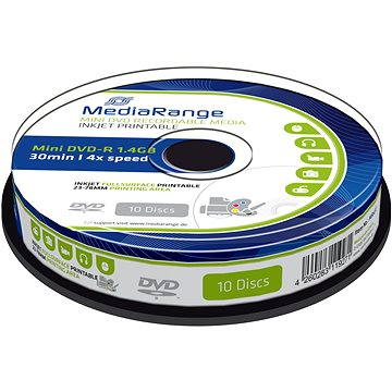 MediaRange DVD-R 8cm Inkjet Fullsurface Printable 10ks cakebox (MR430)