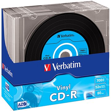 VERBATIM CD-R AZO 700MB, 52x, vinyl, slim case 10 ks (43426)