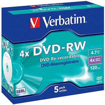 VERBATIM DVD-RW SERL 4,7GB, 4x, jewel case 5 ks (43285)