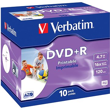 VERBATIM DVD+R AZO 4,7GB, 16x, printable, jewel case 10 ks (43508)
