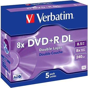 VERBATIM DVD+R DL AZO 8,5GB, 8x, jewel case 5 ks (43541)