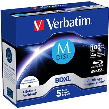 VERBATIM M-DISC BD-R XL 100GB, 4x, printable, jewel case 5 ks (43834)