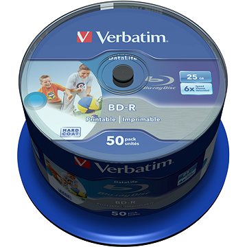 VERBATIM BD-R SL DataLife 25GB, 6x, printable, spindle 50 ks (43812)