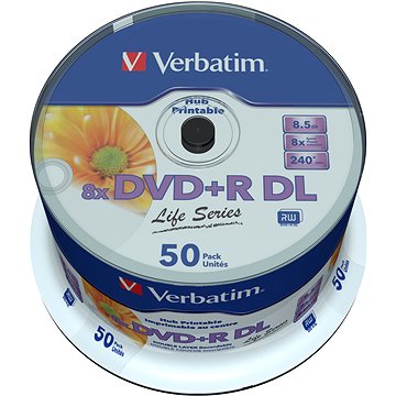 VERBATIM DVD+R DL 8,5GB, 8x, printable, inverse stack, spindle 50 ks (97693)