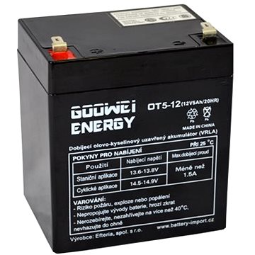 GOOWEI ENERGY Bezúdržbový olověný akumulátor OT5-12, 12V, 5Ah (OT5-12)