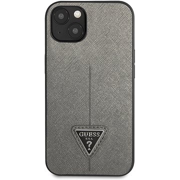 Guess PU Saffiano Triangle kryt pro Apple iPhone 13 mini Silver (GUHCP13SPSATLG)