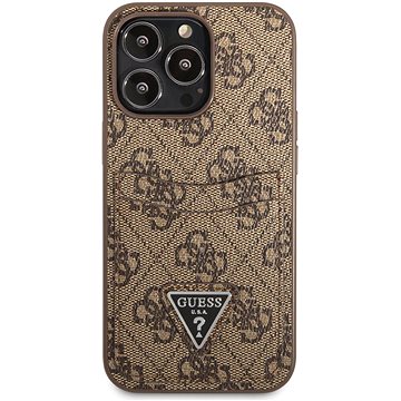 Guess 4G Saffiano Double Card kryt pro Apple iPhone 13 Pro Brown (GUHCP13LP4TPW)