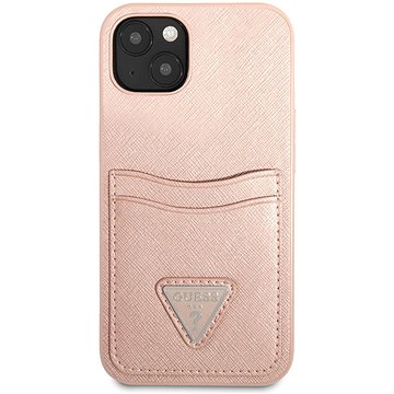 Guess 4G Saffiano Double Card kryt pro Apple iPhone 13 Pink (GUHCP13MPSATPP)