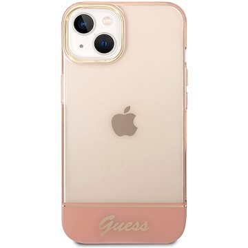 Guess PC/TPU Camera Outline Translucent Zadní Kryt pro iPhone 14 Plus Pink (GUHCP14MHGCOP)
