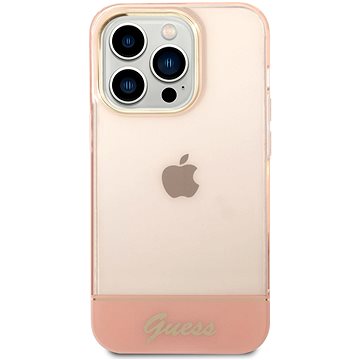 Guess PC/TPU Camera Outline Translucent Zadní Kryt pro iPhone 14 Pro Max Pink (GUHCP14XHGCOP)