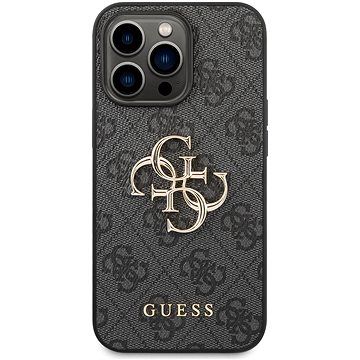 Guess PU 4G Metal Logo Zadní Kryt pro iPhone 14 Pro Grey (GUHCP14L4GMGGR)