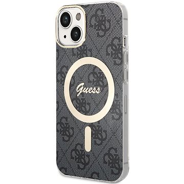 Guess 4G IML MagSafe Kompatibilní Zadní Kryt pro iPhone 14 Black (GUHMP14SH4STK)