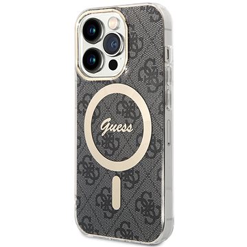 Guess 4G IML MagSafe Kompatibilní Zadní Kryt pro iPhone 14 Pro Black (GUHMP14LH4STK)