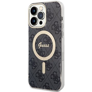 Guess 4G IML MagSafe Kompatibilní Zadní Kryt pro iPhone 14 Pro Max Black (GUHMP14XH4STK)
