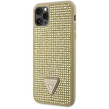 Guess Rhinestones Triangle Metal Logo Kryt pro iPhone 11 Pro Max Gold (GUHCN65HDGTPD)