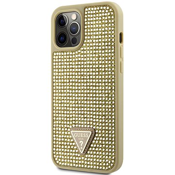 Guess Rhinestones Triangle Metal Logo Kryt pro iPhone 12 Pro Max Gold (GUHCP12LHDGTPD)