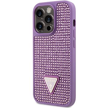 Guess Rhinestones Triangle Metal Logo Kryt pro iPhone 14 Pro Purple (GUHCP14LHDGTPU)