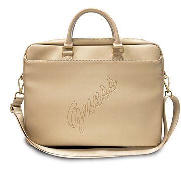 Guess PU Saffiano Vintage Script Computer Bag 15/16" Light Gold (3700740505250)