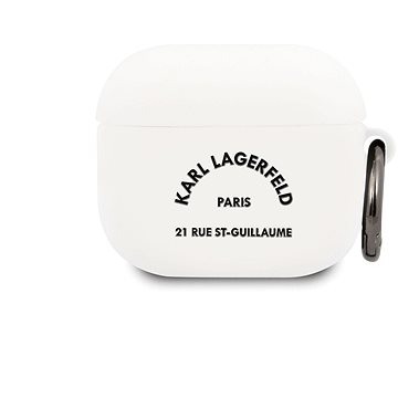 Karl Lagerfeld Rue St Guillaume Silikonové Pouzdro pro Apple Airpods 3 White (3700740509395)
