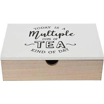 H&L Dřevěný box na čaj 24 × 17 × 7 cm, bílý (A531-BI-00)