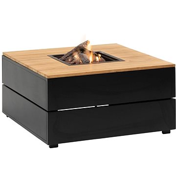 COSI Stůl s plynovým ohništěm - Cosipure 100 černý rám/dřevěná deska (5981000)