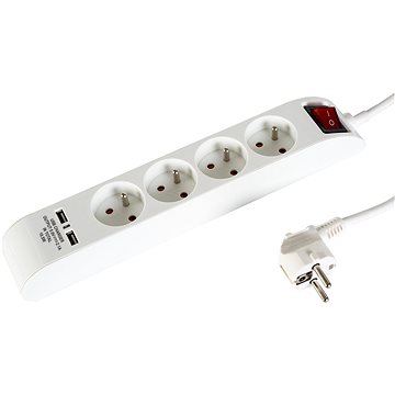WowME prodlužovací přívod 230V 4 zásuvky 1,5m 16A/3680W + 2x USB (KF-FSB-04KU)