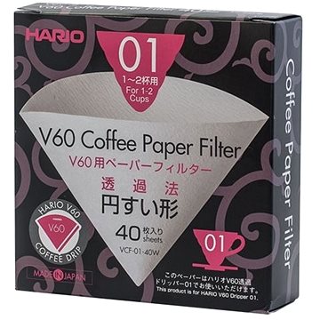 Hario papírové filtry V60-01, 40ks (HRVCF-01-40W)