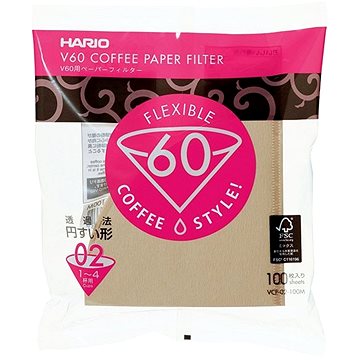 Hario papírové filtry V60-02, nebělené, 100ks ()