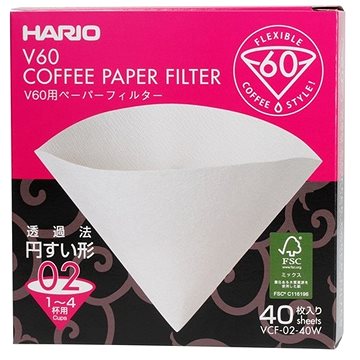 Hario papírové filtry V60-02, bílé, 40 ks (HRVCF-02-40W)