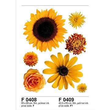 F0408 Samolepicí dekorace SUN FLOWER BIG 65 x 85 cm (F0408)