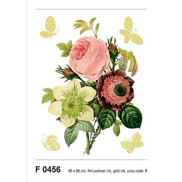 F0456 Samolepicí dekorace BUNCH WITH GOLDEN BUTTERFLIES 65 x 85 cm (F0456)