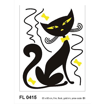 FL0415 Samolepicí velourová dekorace BLACK CAT BOY FLOCKED 65 x 85 cm (FL0415)