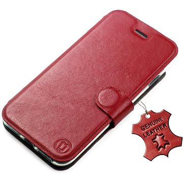 Mobiwear kožené flip pro Apple iPhone 14 - Tmavě červené (5904808238748)