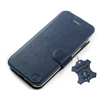 Mobiwear kožené flip pro Apple iPhone 14 Pro - Modré (5904808242295)