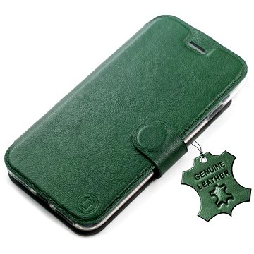 Mobiwear kožené flip pro Apple iPhone 14 Pro - Zelené (5904808242301)