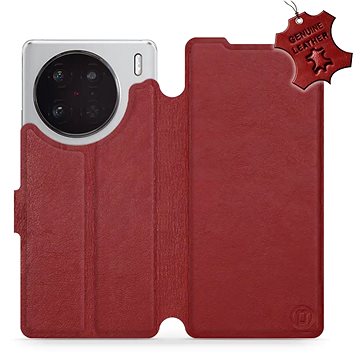 Mobiwear kožené flip pro Vivo X90 Pro 5G - Tmavě červené (5904808508506)