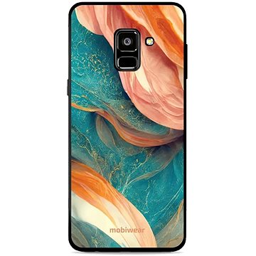 Mobiwear Glossy lesklý pro Samsung Galaxy A8 2018 - G025G - Azurový a oranžový mramor (5904808526760)