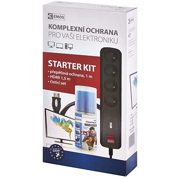 EMOS Starter kit – přepěťová ochrana, čistící set, HDMI 1.4 (1909040102)