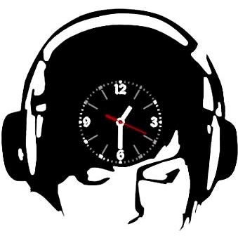 hodiny LP vynil 30cm Muž se sluchátky (8594167092821)