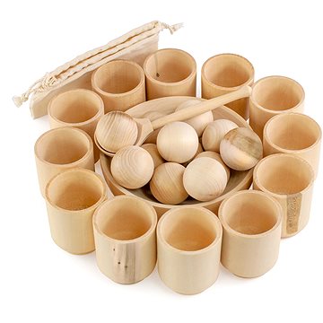 Ulanik Montessori dřevěná hračka "Balls in Cups. Big. Unfinished." (4680136750558)