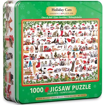 Eurographics Puzzle v plechové krabičce Vánoční kočky 1000 dílků (8051-0940)