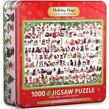 Eurographics Puzzle v plechové krabičce Vánoční psi 1000 dílků (8051-0939)
