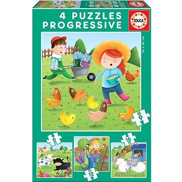 Educa Puzzle Zvířátka z farmy 4v1 (6,9,12,16 dílků) (17145)