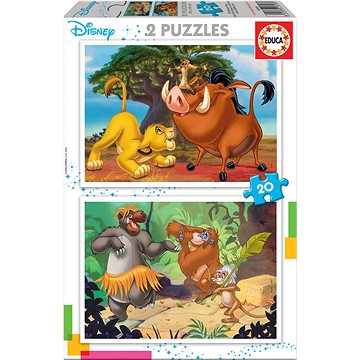 Educa Puzzle Lví král a Kniha džunglí 2x20 dílků (18103)