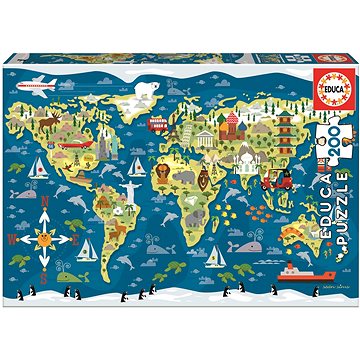 Educa Puzzle Mapa světa 200 dílků (19292)