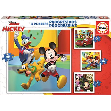 Educa Puzzle Mickey a přátelé 4v1 (12,16,20,25 dílků) (19294)